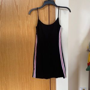 Straight, cotton, mini black dress with red/ white accents from brandy melville